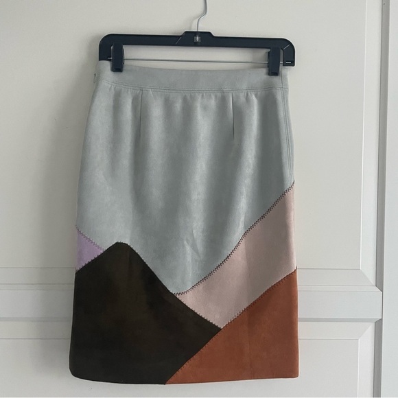 Anthropology gray and multi color block skirt with side zipper 30852 - Picture 3 of 9